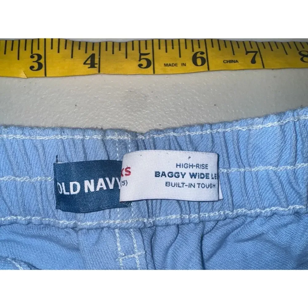 Old‎ Navy Girls (XS) 5 Jeans Hi Rise Baggy Wide Leg Denim Everyday Casual Basic